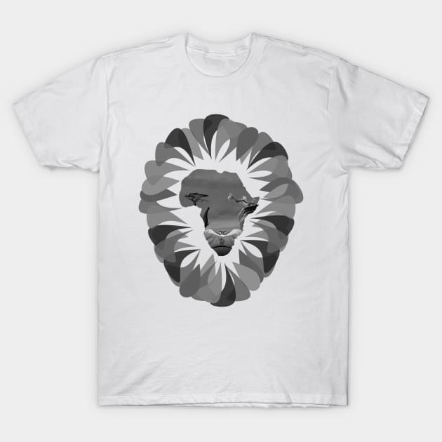 King of the Jungle (black and white) T-Shirt by lannie